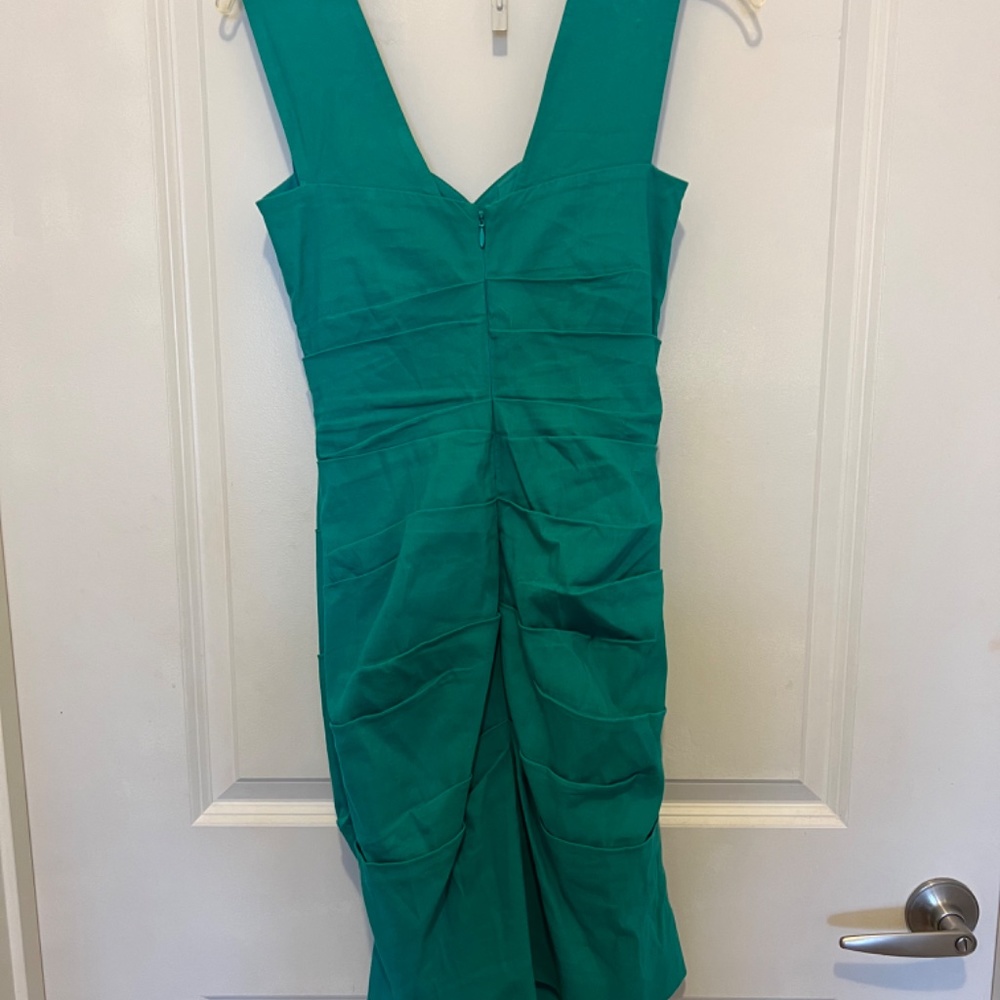 Nicole Miller Ruched Turquoise Mini Dress - Picture 2 of 3